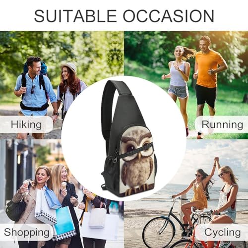 Mochila bandolera Cute Owl blanca para senderismo y uso casual miniatura 6