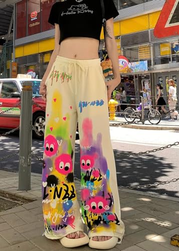 Obenie Y2k Fashion Pants Loose High Waist Graffiti Casual Pants Guard Pants Trend Wide Legged Pants Teens Retro Bottoms2