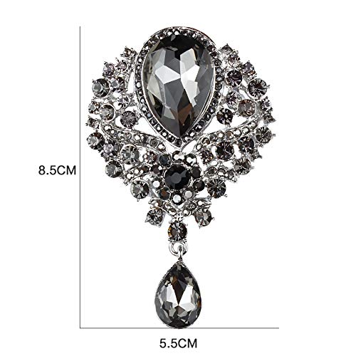 Image of Wedding Bridal Big Crystal Rhinestone Bouquet Brooch Pin for Women (green)