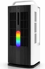 Ar condicionado portátil com controle remoto, mini ventilador de ar condicionado de mesa de 1,7 L com 7 luzes LED coloridas, ventilador de ar evaporativo oscilante de 120° com 3 velocidades e
