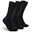 Facool Diabetic Socks for Women, Wool Moisture Wicking Non Slip Non-Binding Loose Fit Top Seamless Breathable Soft Crew Socks, 3 Pairs Black Medium