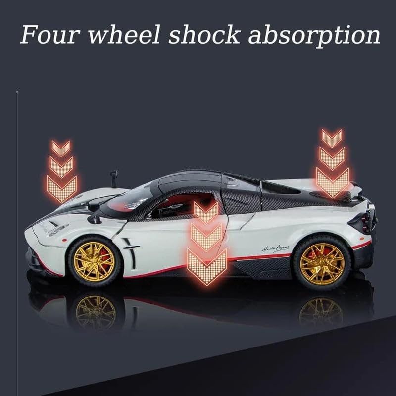 Image of Play Boy 1:24 Big Pagani Huayra Model Diecast Metal Alloy Pullback Toy Vehicle with Openable Doors Light and Music Car for Kids (Multicolor)