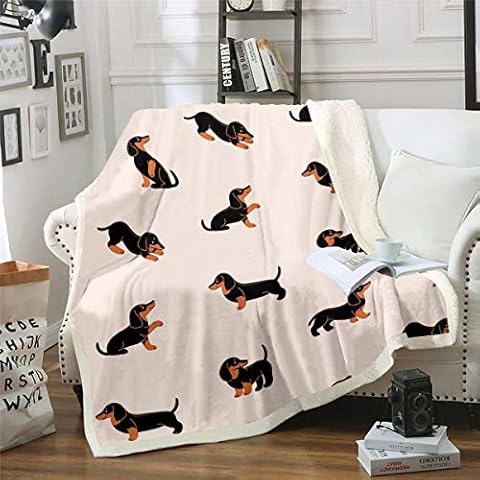 Manta de Forro Polar con diseño de Perro Salchicha de Dibujos Animados Cover