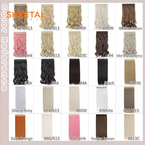 Image of Chaam 26-Inch Cotton Lace 3 /4 Full Head Clip in Synthetic Hair Extensions, One Piece Clip in Hair Weft with 5 Clips Half Head Wavy Hairpiece for Daily Use (Golden Brown, 170 Gram)