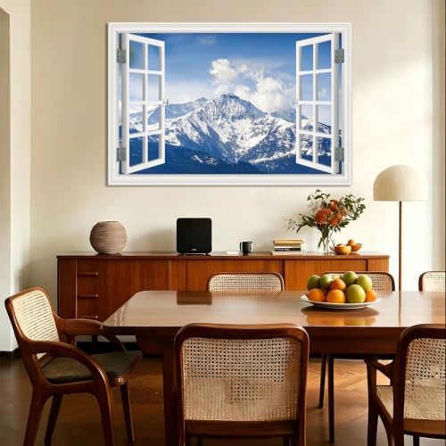 Cuadro lienzo de montañas con efecto ventana para inspirar paz en tu decoración moderna 2