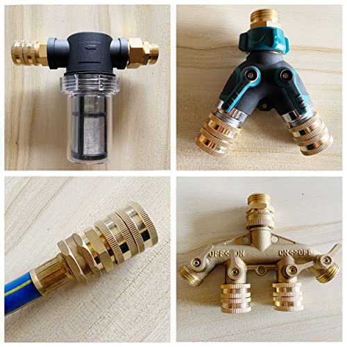 M Mingle Garden Hose Adapter, Male To Male, Female To Female, 3/4 Inch Brass Connector, 4-Pack With Extra 4 Washers #TOP4
