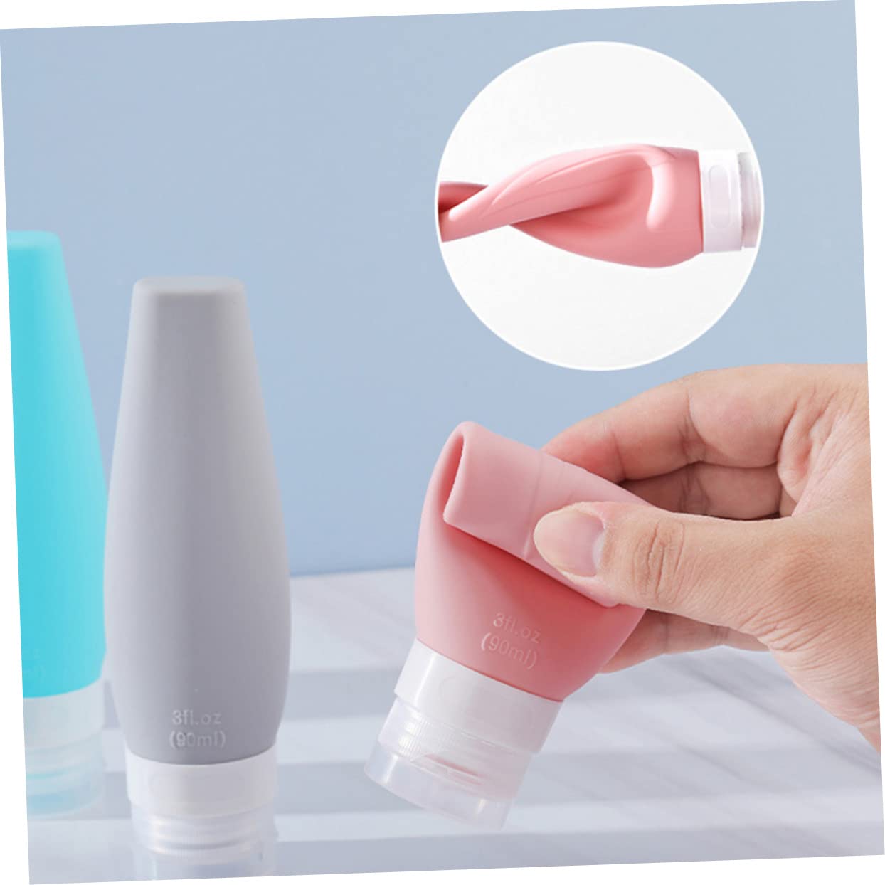4 piezas Botellas de Silicona Rellenables para Viaje Contenedores de para Cosméticos y Artículos de Tocador