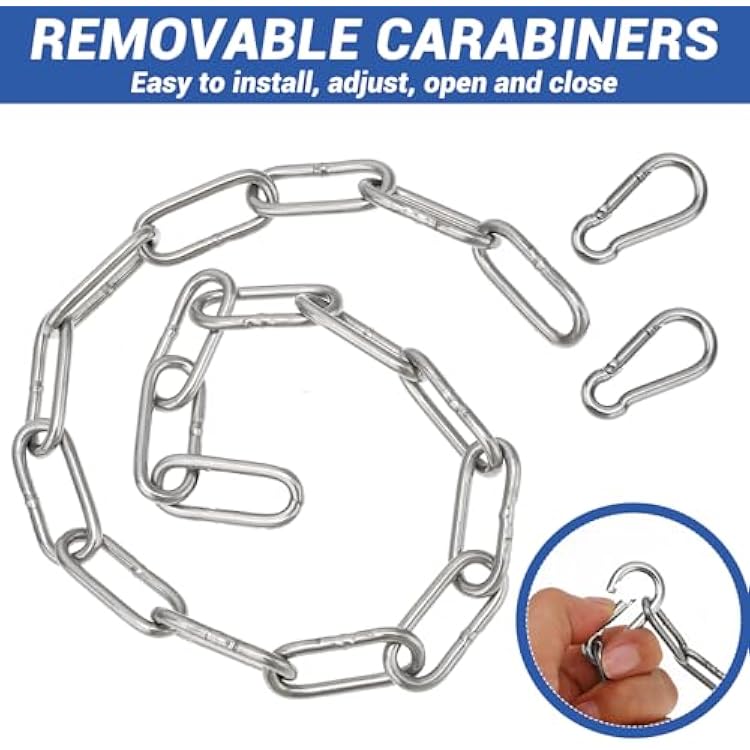 Gate Chain Lock, 20 Inch Stainless Steel Chain Locks for Outside, Metal Gate Chain for Outdoor Fence Camping Hanging Pet Chains Prevention Theft