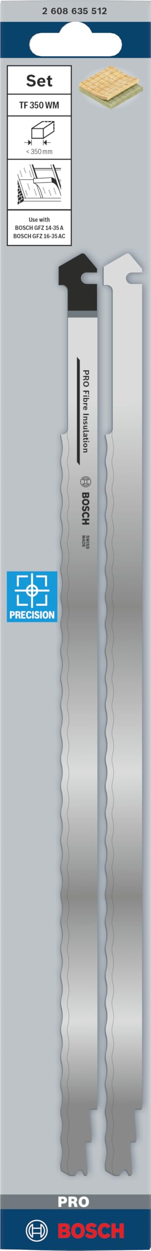 Bosch 2x Lame de scie tandem PRO Fibre Insulation TF350WM (pour Laine minérale, Laine minérale, Longueur 408 mm, Professional Accessoire Scie tandem polyvalente)
