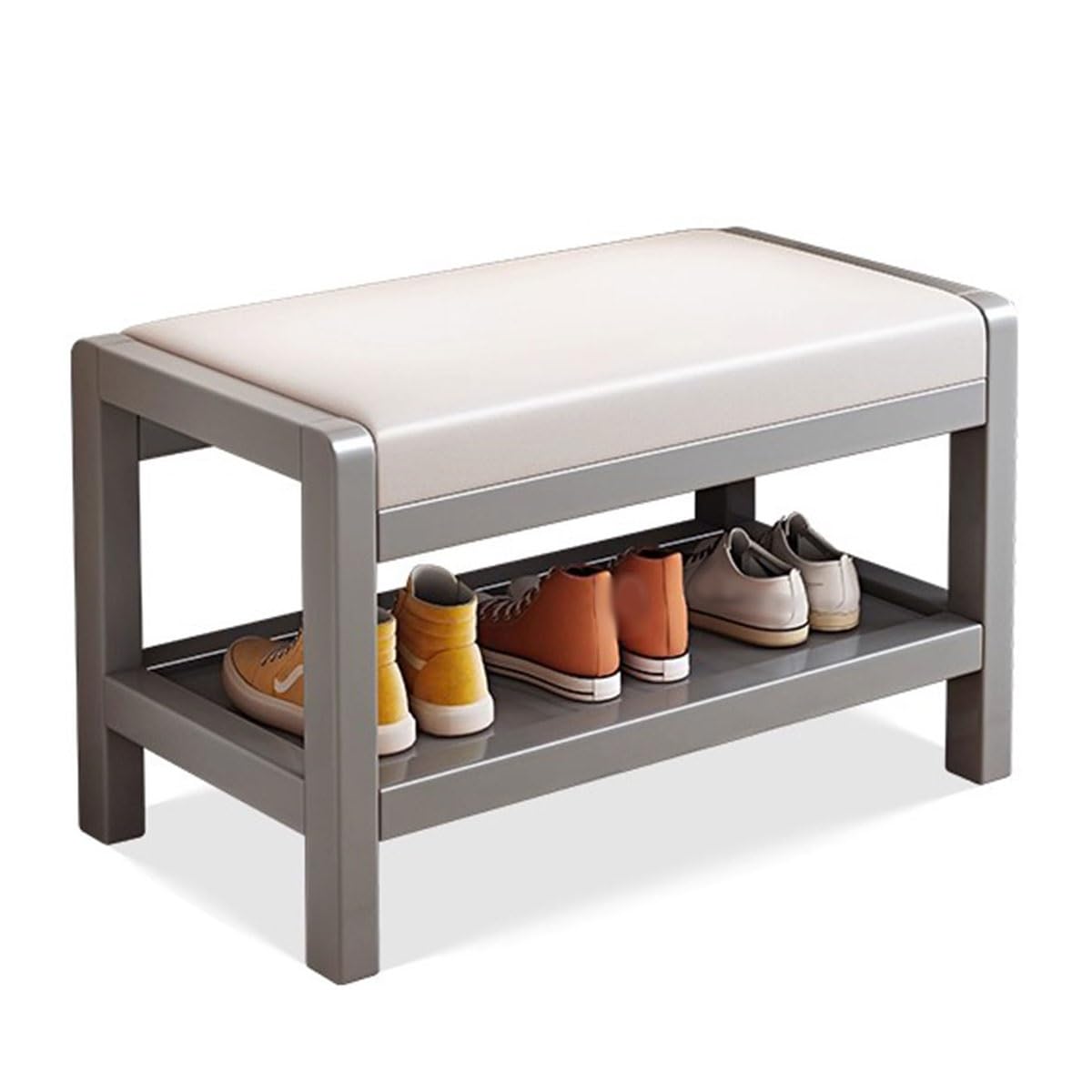 KLGFBDC Contemporary Gray Upholstered Shoe Bench | Multipurpose Entryway Stool for Hallway & Bedroom | Stylish 29.5in Storage Seat
