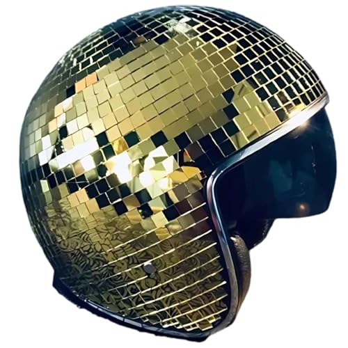 Casque disco doré fait à la main avec visière rétractable haut de gamme