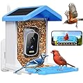 Smart Bird Feeder with Camera, AI Bird Species Identification Solar Powered Panel, 2.5k HD Video Bird House with Camera for Outside Garden, Ideal Gifts for Lover, Valentine's Day, Blue