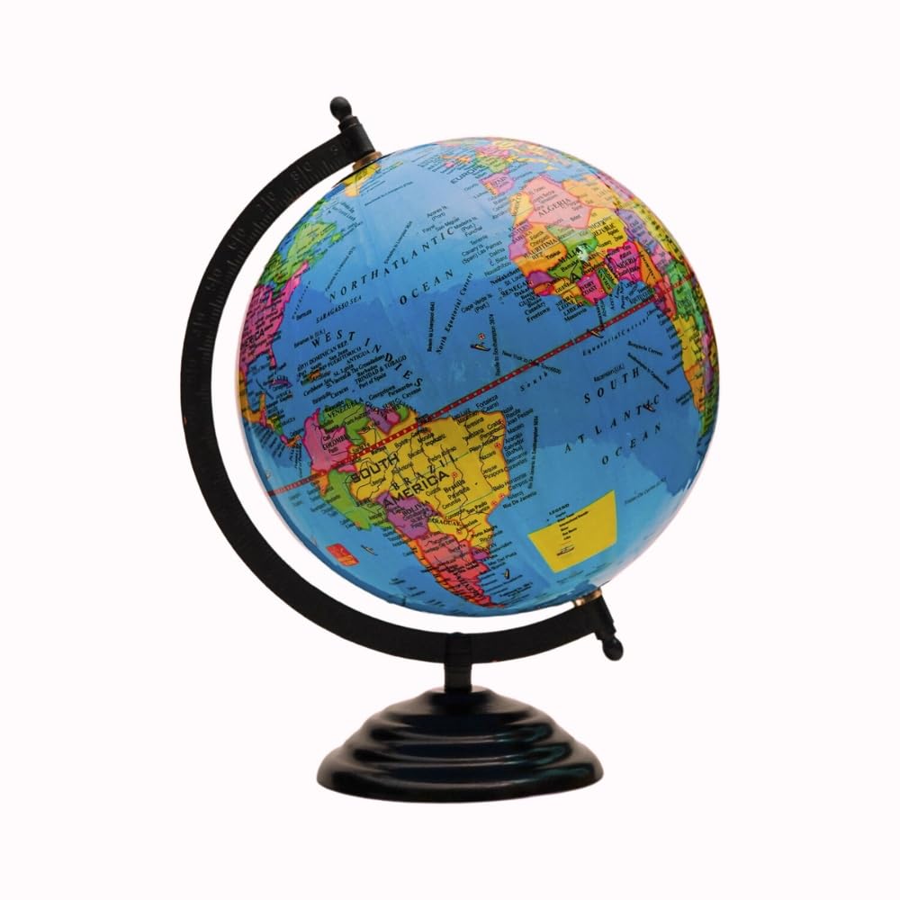Terra Globe Educational Globe 8 Inch Political World Globe With Metal Base for Kids/Students with Clear Text Political/Decorative Globe Desktop Decoration World Globe Map for Home, Office, School