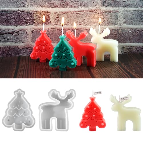 4Pcs Christmas Silicone Molds Candle Molds for Candle Making