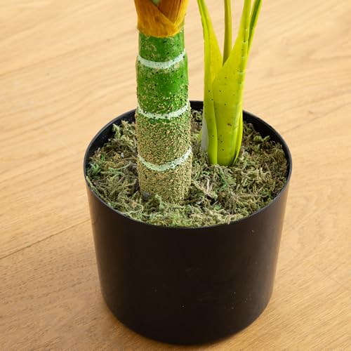 Image of Nearly Natural 3ft Golden Cane Palm Tree - Artificial Tropical Tree with Realistic Green Fronds and Bamboo-Like Trunk, Includes Nursery Planter for Indoor Decor