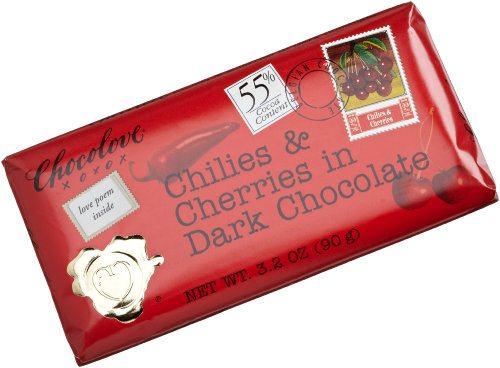 Chocolove Chocolate Bar, Chilies & Cherries in Dark Chocolate, 3.2 Ounce (Pack of 6)
