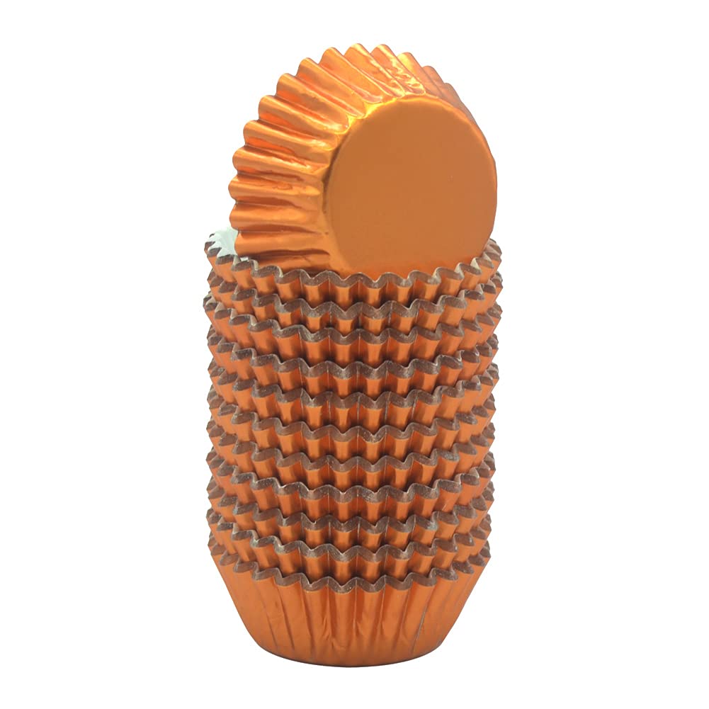 Moldes de papel de aluminio naranja para cupcakes, mini tazas de papel para hornear, para fiestas, cumpleaños y más, 240 unidades