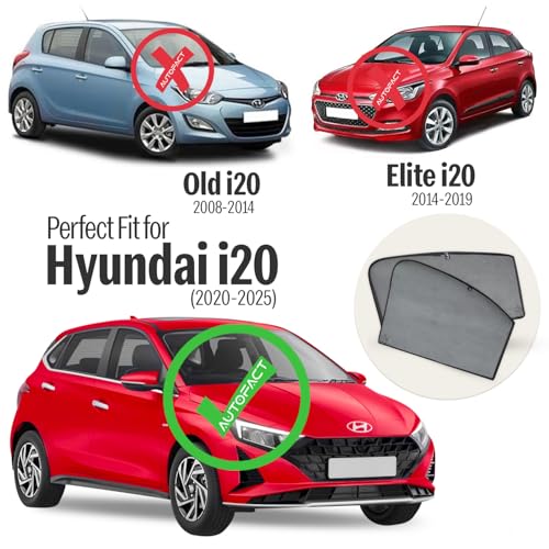 Image of Autofact Car Sunshades for Hyundai i20 New (2020 to 2025), UV Protection, Useful Car Accessories, Custom fit Sun Shades for Side Windows, Set of 4