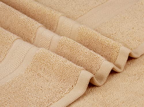 Image of Towel and Linen Mart 4 Pieces Bath Towel Sets - Beige - Soft Feel Luxurious,Quick Dry, Extra Absorbent, 100% Ring Spun Cotton 600 GSM (27 x 54)