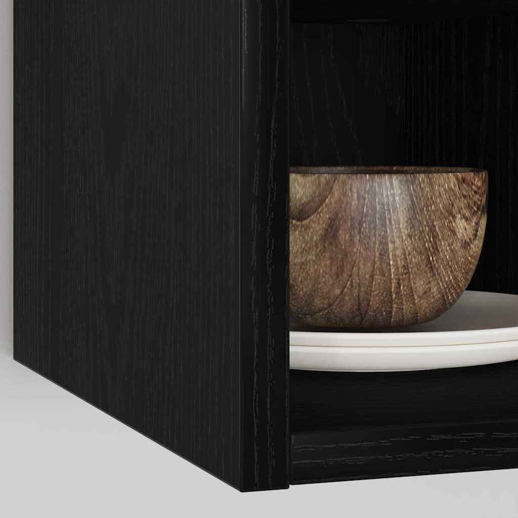 Armadietto pensile con mensola in legno nero effetto rovere 20 x 29,5 x 60 cm con 4 ripiani per cucina e spazio di archiviazione, design moderno per cucina, sala da pranzo e caffetteria
