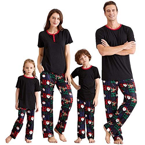 Matching Family Pajamas Sets Christmas PJ's with Short Sleeve Black Tee and HOHOHO