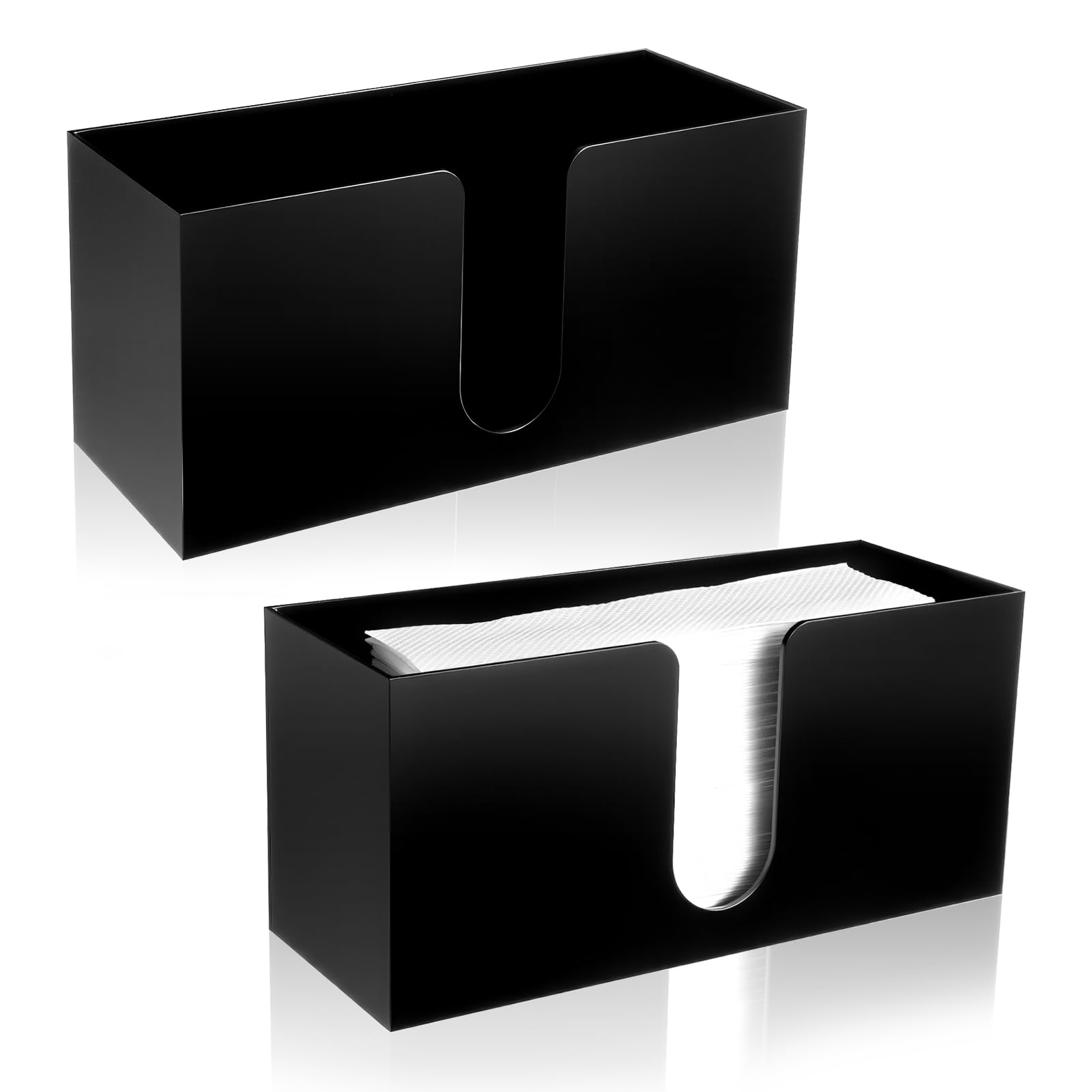 Photo 1 of 2Pack Black Paper Towel Holder Countertop, 10.8 × 5 Inch Acrylic Napkin Dispenser, Paper Towel Dispenser for Z-fold C-fold MultiFold Trifold-Bathroom Toilet Kitchen