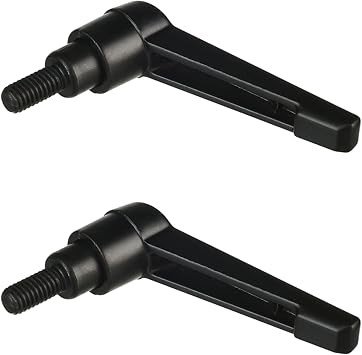 Othmro 1Pcs Clamping Lever Handle M6 Thread Push Button Ratchet Lever, Aluminum Alloy Adjustable Push Button Locking Handle with Male Threaded Stud M6*12mm Black