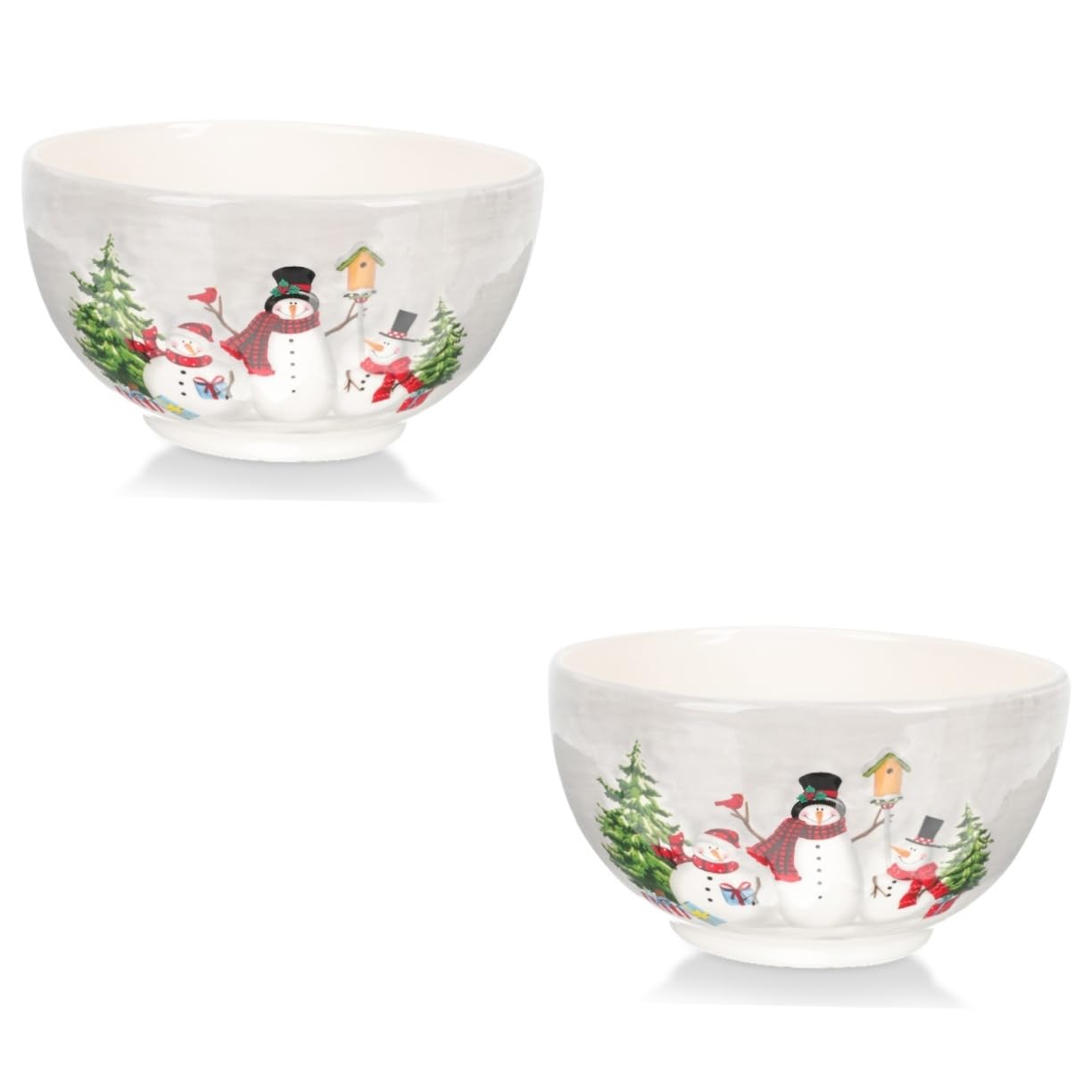 Cabilock 2 Pièces bol à riz en céramique bols de cuisine bol à collation bol de service des fêtes bol à dessert fruit assiette creuse bol de riz style noël bol de nourriture en céramique