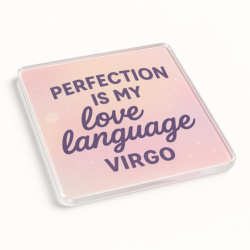 Funny Acrylic Coaster Gift - Unique Virgo Vibes Era Design with Pastel Gradient & Whimsical Text