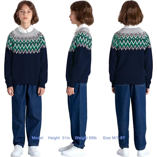 Image of BOBOYOYO Boys Sweaters 100% Cotton Cable Knit Kids Sweater Striped Pullover