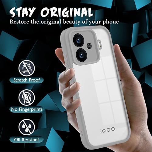 Image of V-TAN Back Cover for IQOO Neo 10R 5G, Transparent Clear Case Compatible with IQOO Neo 10R, TPU, Camera Protective, Scratch Resistant Shockproof Mobile Cover with Anti-Slip Grip (Gray) (Gray)