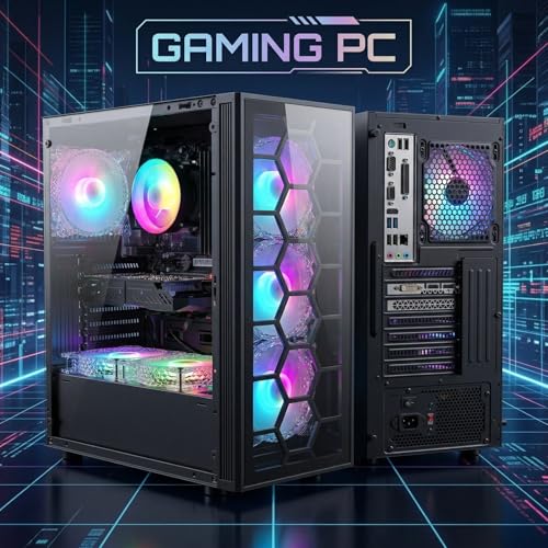 Image of STGAubron Gaming PC Desktop Computer, Intel Core i7 up to 3.9GHz, GeForce RTX 3050 6G, 32GB RAM, 1TB SSD, WiFi 6, BT 5.0, RGB Fan x6, Windows 11 Home