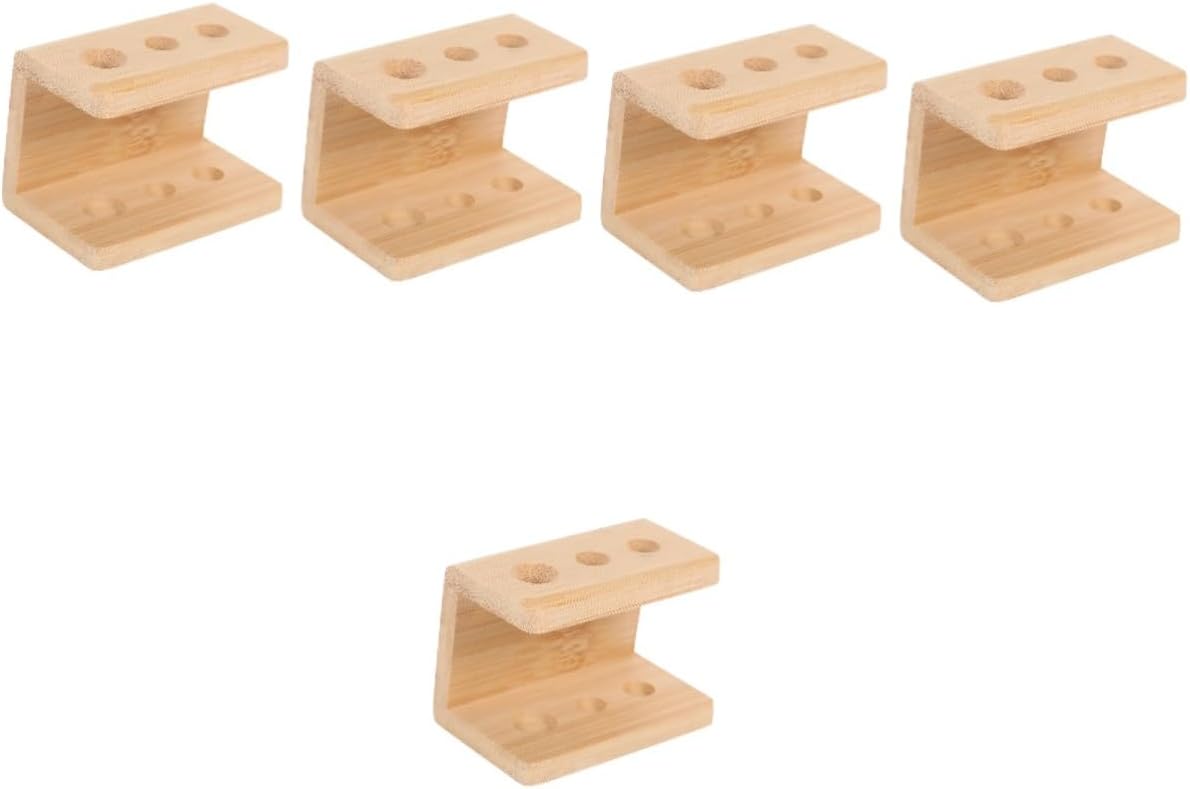 PRETYZOOM 5pcs Bamboo Toothbrush Holder Counter Organizer Bathroom Storage for Toothbrushes Makeup Brushes