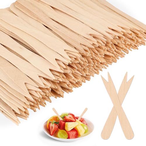 Pack of 200 Chip Forks, Wooden Forks, Disposable, Fruit Fork, Snack Fork, Birch Forks, Cutlery Made of Natural Wood, Biodegradable Wooden Cutlery for Party, Birthday, Camping and Picnic (85 mm)