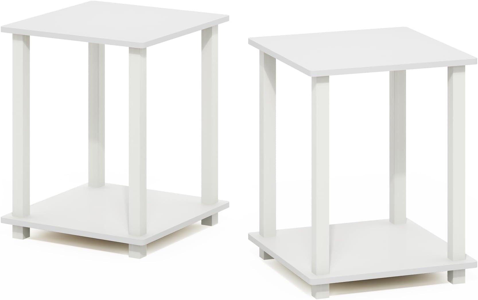 Furinno Simplistic 2-Tier Coffee Table Side Table Set of 2 White/White