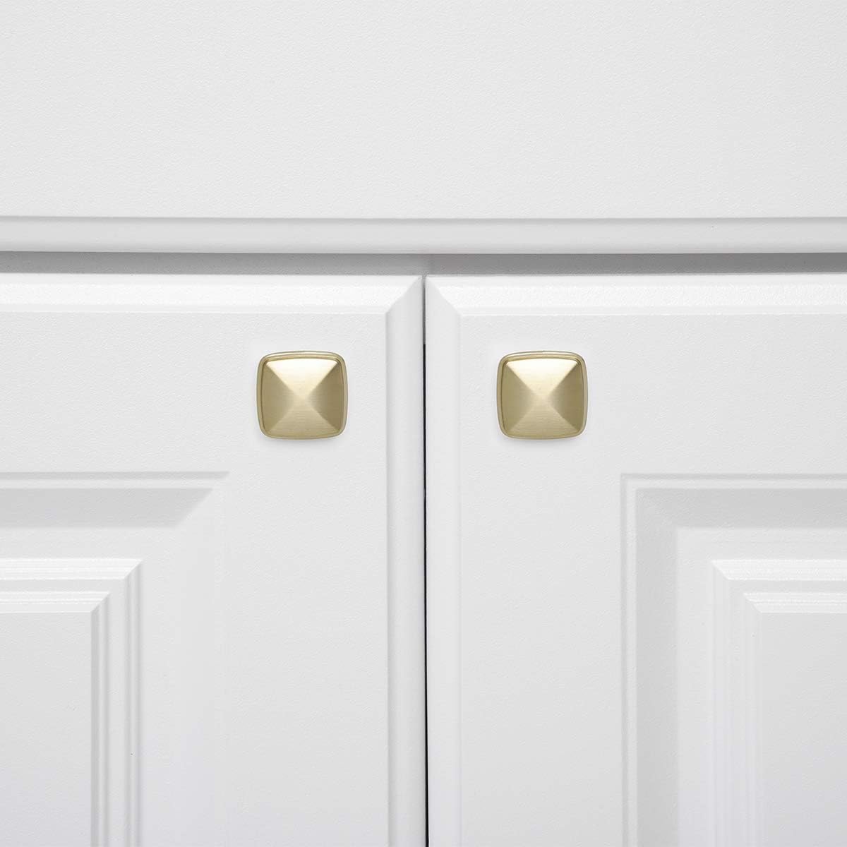 Amazon Basics Traditional Square Cabinet Knob, 1.25-inch Diameter, Golden Champagne, 10-pack