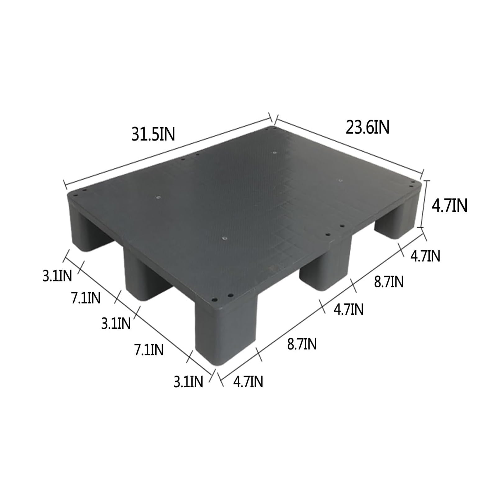 Palettes en plastique réutilisables robustes for entrepôt et stockage, capacité de 2 000 lb(Gray,31.5x23.6x4.7in-5 Set)