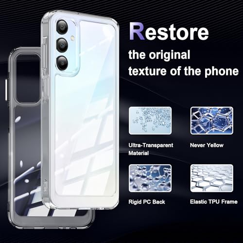 Image of Case for Samsung Galaxy A15 5G /4G, Military Grade Drop Protection Phone Case, Yellowing Resistant, Anti-Scratch Hard PC Back, Shockproof Hard Ultra-Thin Protective Cover, Clear
