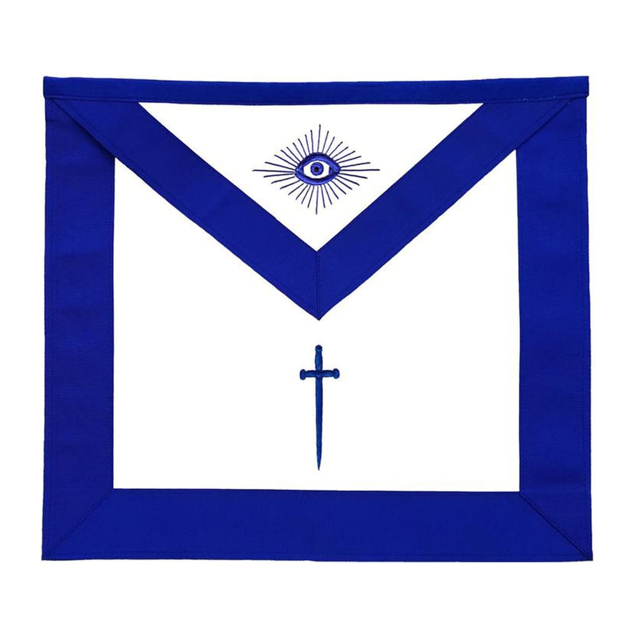 Masonic Regalia Blue Lodge Officer Tyler Apron, Silver Chain Collar & Gloves Set