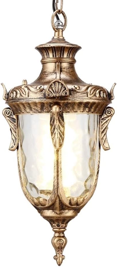 Bronze Die-Aluminum Exterior Rainproof Ceiling Lantern Mediterranean Antique Rustic Pastoral European Adjustable Hanging Lamp Villa Courtyard Gazebo Porch Grape Rack Suspension Lant/Height:46Cm