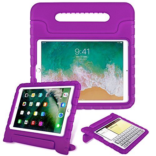 Fintie Case for iPad 6th Generation 2018 / iPad 5th Generation 2017 / iPad Air 2 / iPad Air (9.7 Inch) - Kiddie Series Light Weight Shock Proof Convertible Handle Stand Cover Kids Friendly, Purple