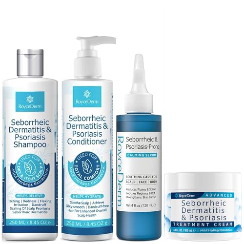 Roycederm 4-Step Complete Scalp Care Routine for Seborrheic Dermatitis-Prone Scalps – Shampoo, Conditioner, Calming Serum &amp; Scalp Cream
