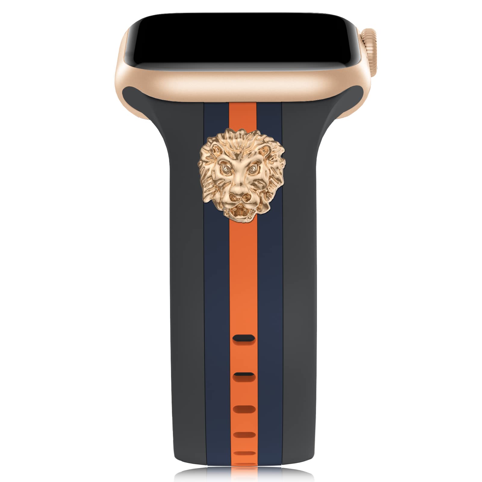 Designer Band with Charms Decor Compatible with Apple Watch Band 38mm 40mm 41mm 42mm 44mm 45mm 46mm 49mm Women Men, Stylish Silicone Sport Wristbands