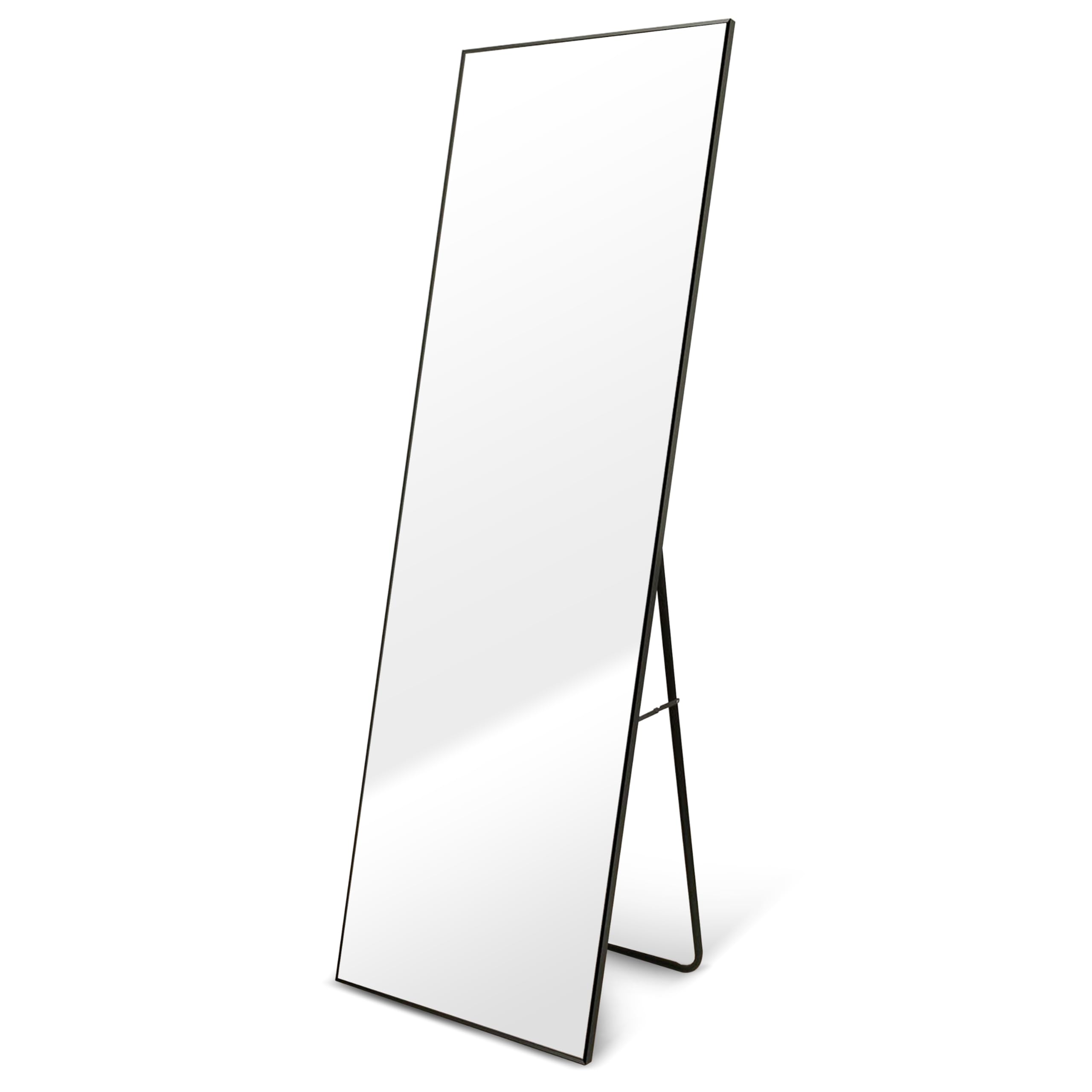 YSSOA Full Length Mirror, Floor Mirror, Standing Mirror, Leaning Mirror, Full Body Mirror, Large Mirror, Bedroom Mirror with Black Aluminium Frame, Black, 65"x22"