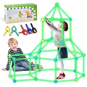 Joellfuner 100PCS Construcciones para Niños Que Brilla, Kit Construcción Fuerte Infantil, Tienda Campaña Infantil, Juguetes Niños 5-13 años, Niños y Niñas