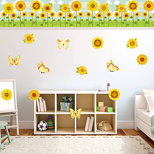 Decoración de girasol de gerbera para tablón de anuncios que soluciona la falta de color en clase 7
