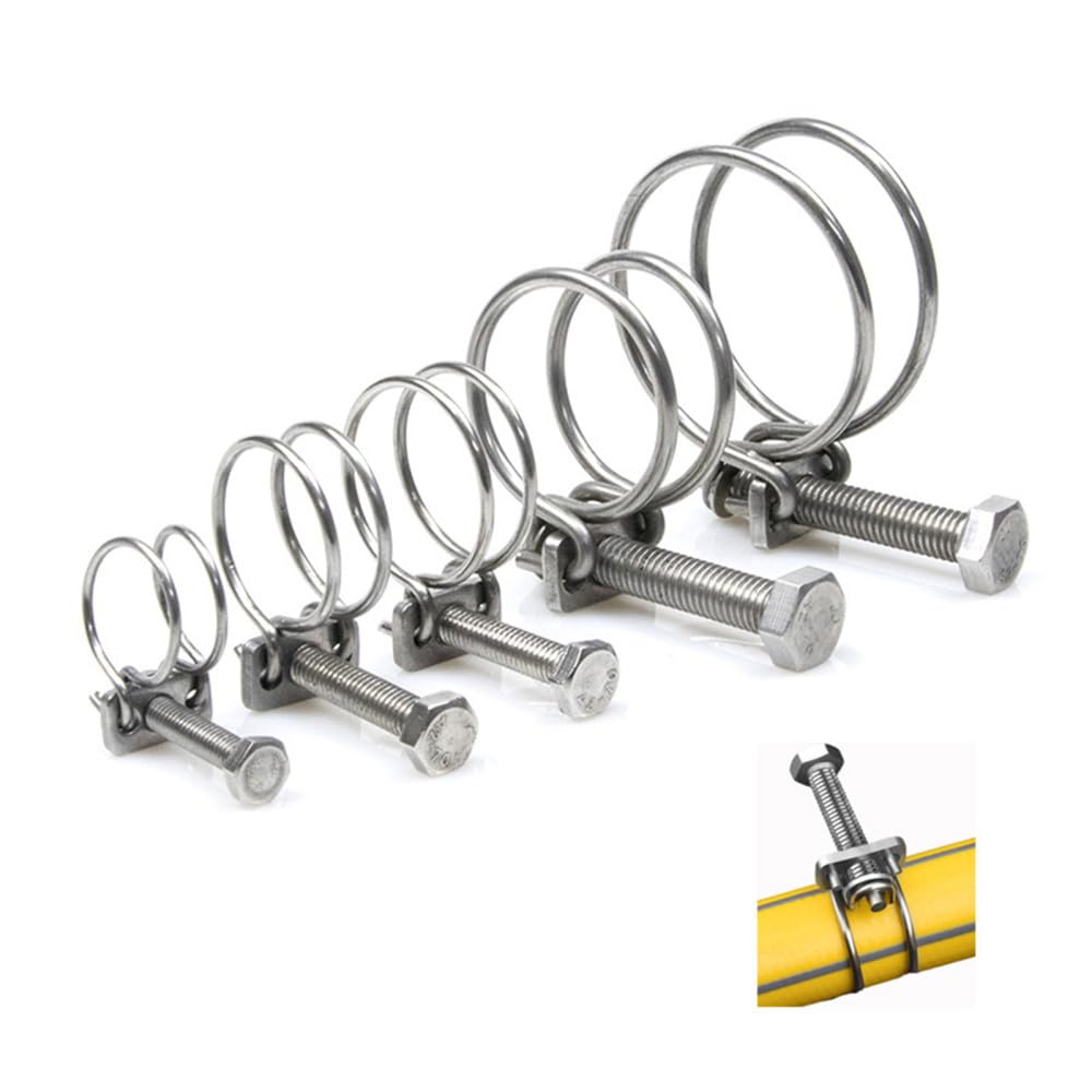 Colliers de Serrage à Double Fil, Colliers de Serrage en Acier Inoxydable 304, Colliers de Serrage à Double Fil(2529mm 5pcs)
