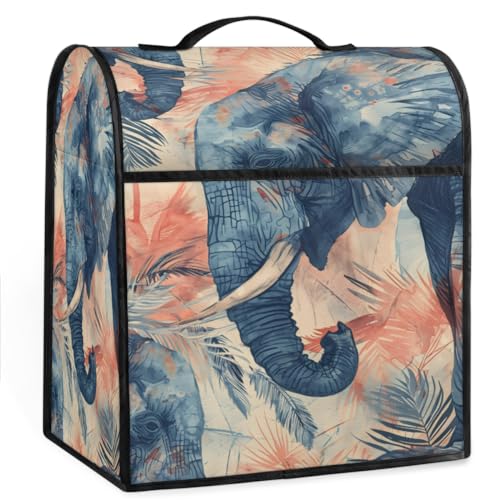 Coffee Maker Cover Palm Leaves Animal Elephant Kitchen Appliance Covers Small Appliance Covers Blender Cover Juicer Cover Dust Covers for Kitchen Appliances with Top Handle and Pockets,Washable,B724