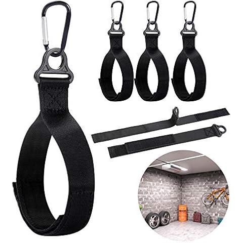 6-Pack Heavy-Duty Storage Straps and 6 carabiner(39 cm x 2.6 cm Black)Hook and Loop Strap Cable Ties Organizer Fastener Adjustable Cable Ties Storage Straps,HosesRopes in Garage and Boat Organization Cover