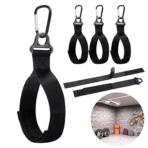 Robuste Aufbewahrungsgurte und 6 Karabiner (39 cm x 2,6 cm, schwarz), Klettverschluss-Kabelbinder, Organizer, verstellbare Kabelbinder, Aufbewahrungsbänder, Schläuche in Garage und Boot, 6 Stück